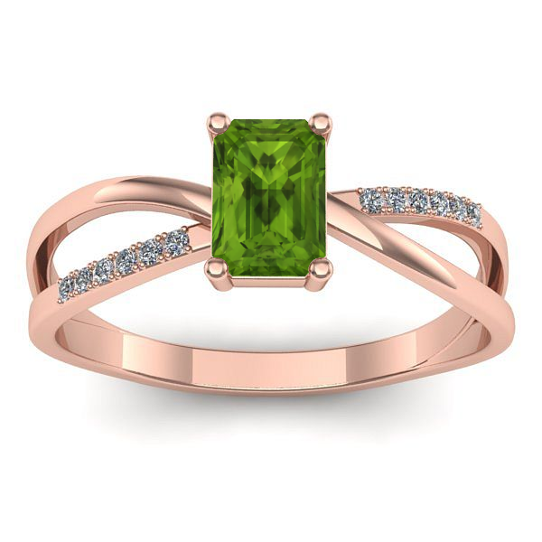 Inel de logodna cu peridot dreptunghiular