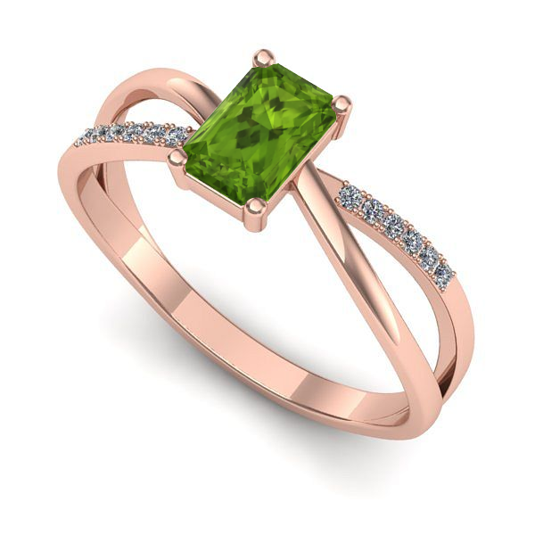 Inel din aur roz cu peridot