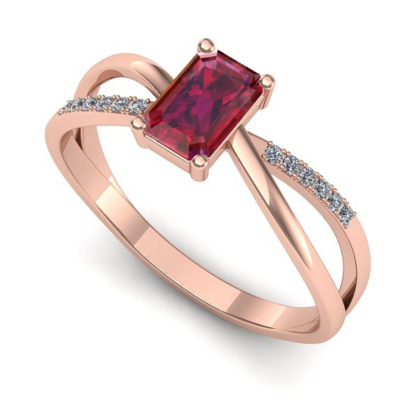 Inel din aur roz cu rubin