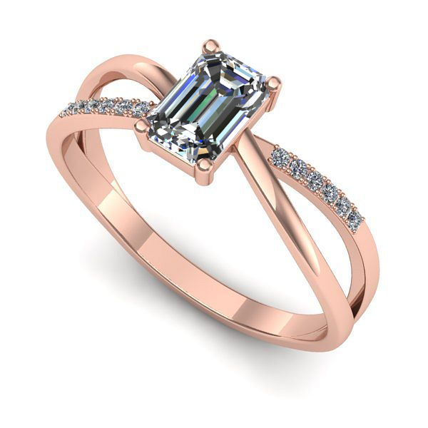 Inel logodna din aur roz cu safir alb