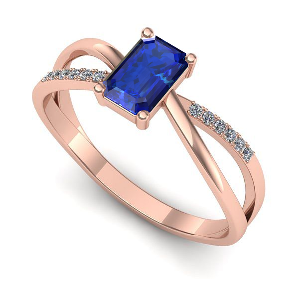 Inel logodna din aur roz cu safir