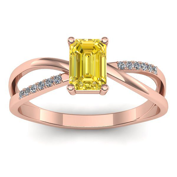 Inel logodna cu safir galben dreptunghiular