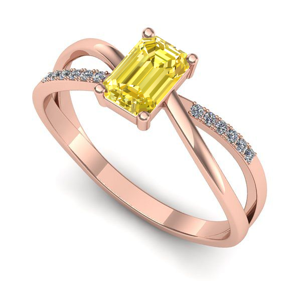 Inel de logodna din aur roz cu safir galben