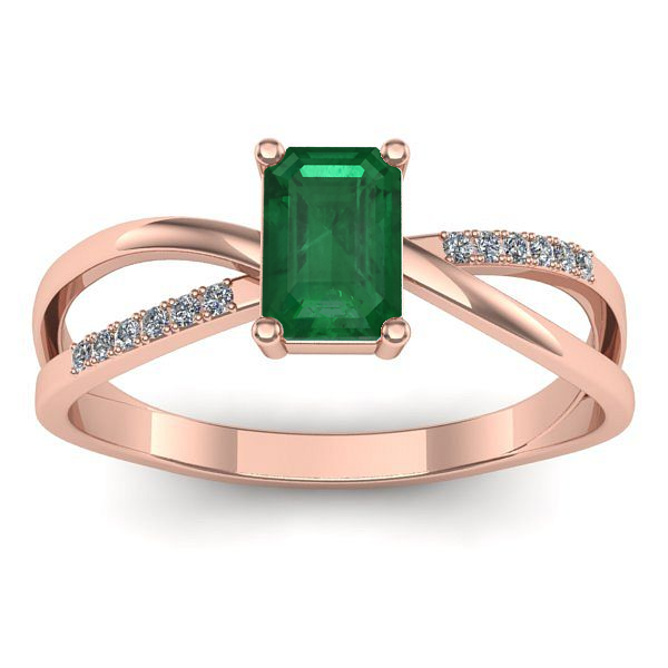 Inel cu smarald dreptunghiular