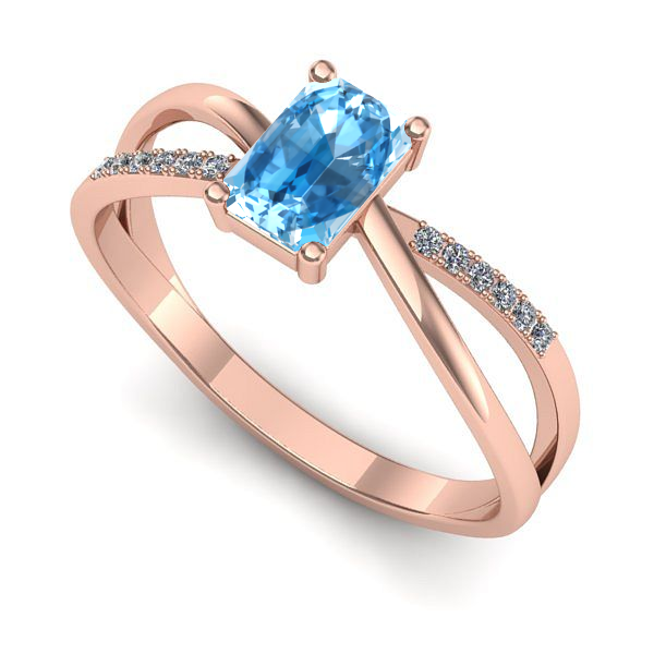 Inel din aur roz cu topaz blue