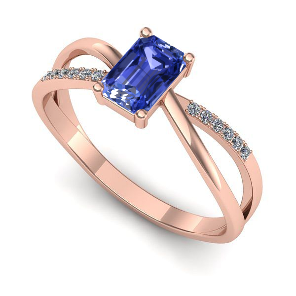 Inel logodna din aur roz cu tanzanit