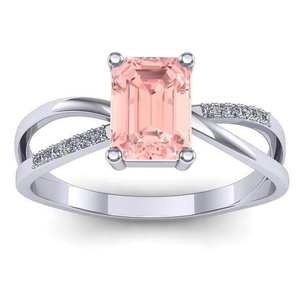 Inel de logodna cu diamant de laborator roz dreptunghiular