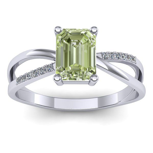 Inel de logodna cu diamant de laborator verde dreptunghiular