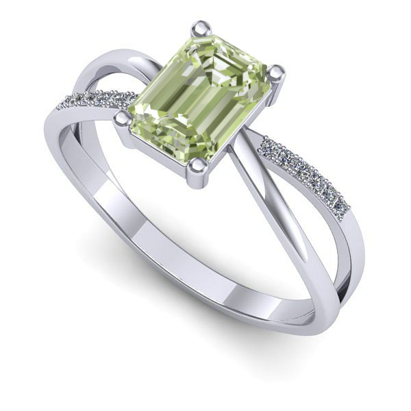 Inel din aur alb cu diamant de laborator verde