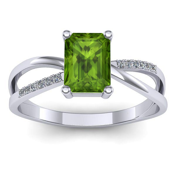 Inel de logodna cu peridot dreptunghiular