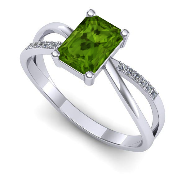 Inel din aur alb cu peridot