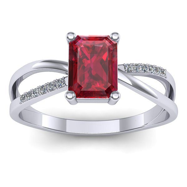 Inel cu rubin dreptunghiular