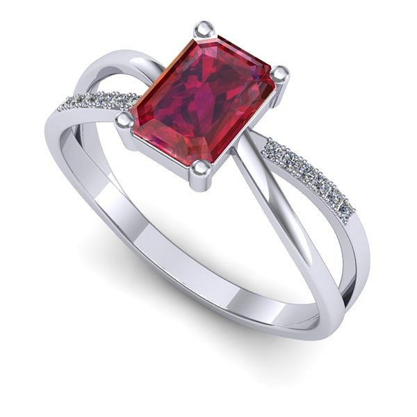 Inel din aur alb cu rubin