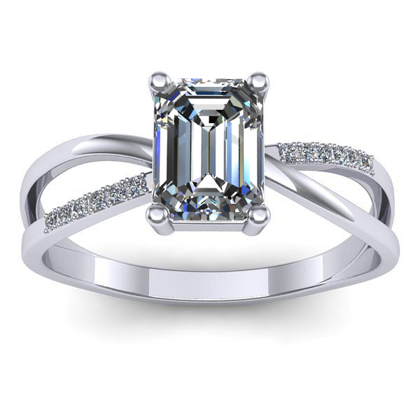 Inel logodna cu diamant de laborator dreptunghiular