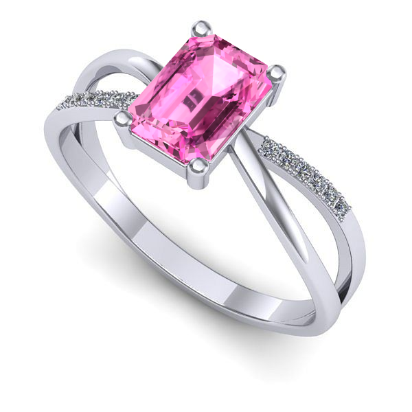 Inel din aur alb cu safir roz