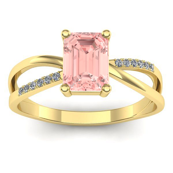 Inel de logodna cu diamant de laborator roz dreptunghiular
