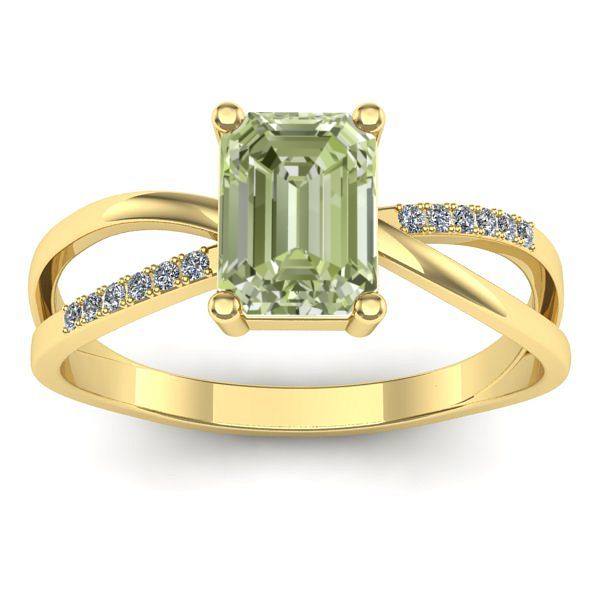 Inel logodna cu diamant de laborator verde dreptunghiular