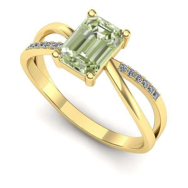 Inel din aur galben cu diamant de laborator verde