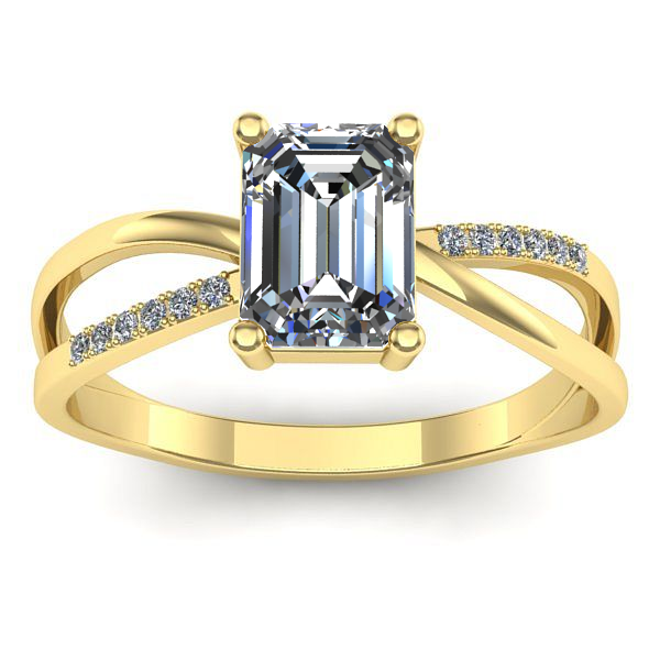 Inel cu diamant de laborator dreptunghiular