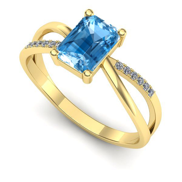 Inel din aur galben cu topaz blue