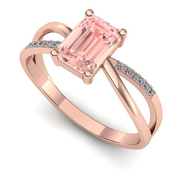 Inel logodna din aur roz cu diamant de laborator roz