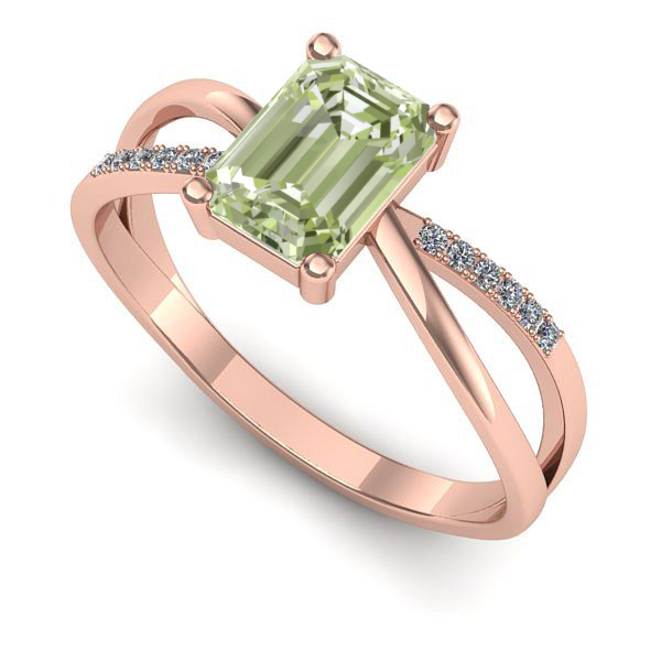 Inel logodna din aur roz cu diamant de laborator verde