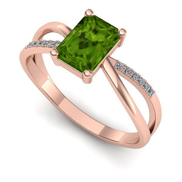 Inel logodna din aur roz cu peridot