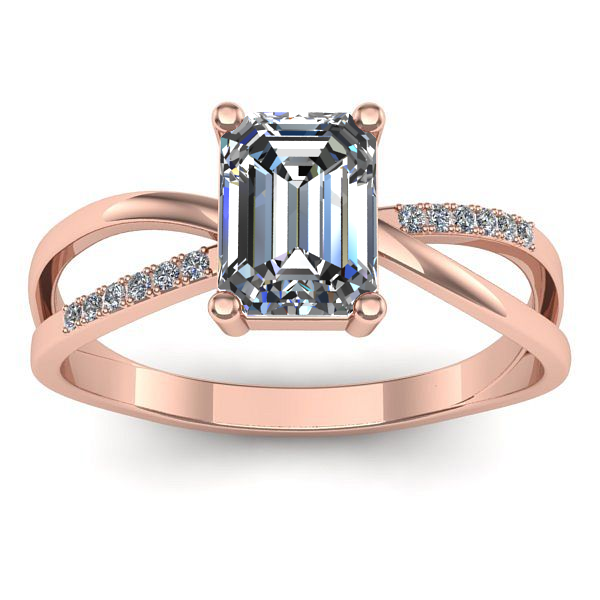 Inel cu diamant de laborator dreptunghiular