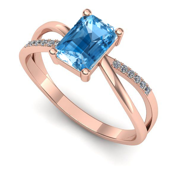 Inel din aur roz cu topaz blue