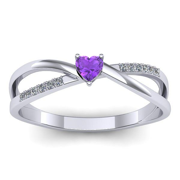 Inel de logodna cu ametist inima