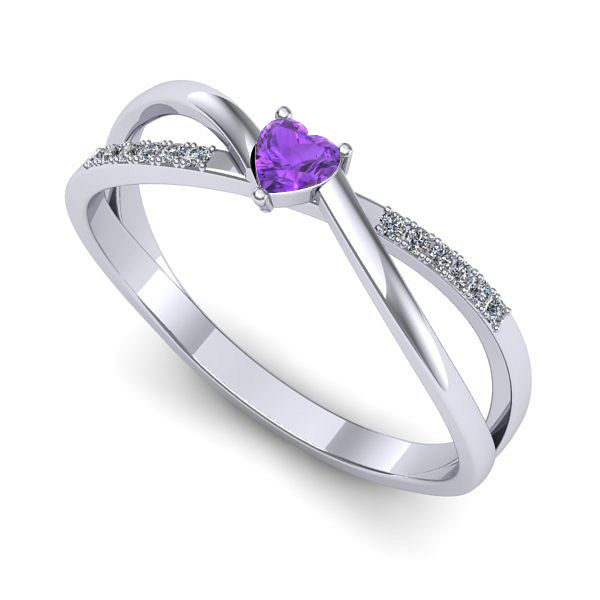 Inel logodna din aur alb cu ametist