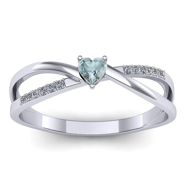 Inel cu aquamarin inima