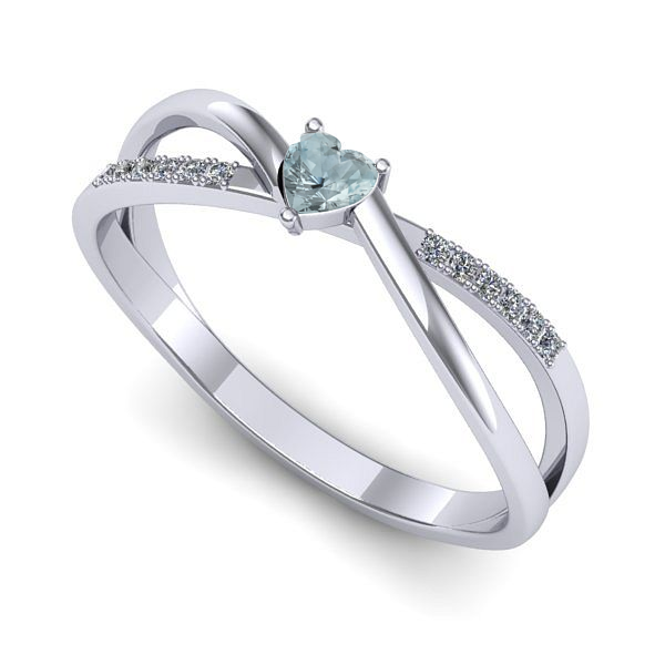 Inel de logodna din aur alb cu aquamarin