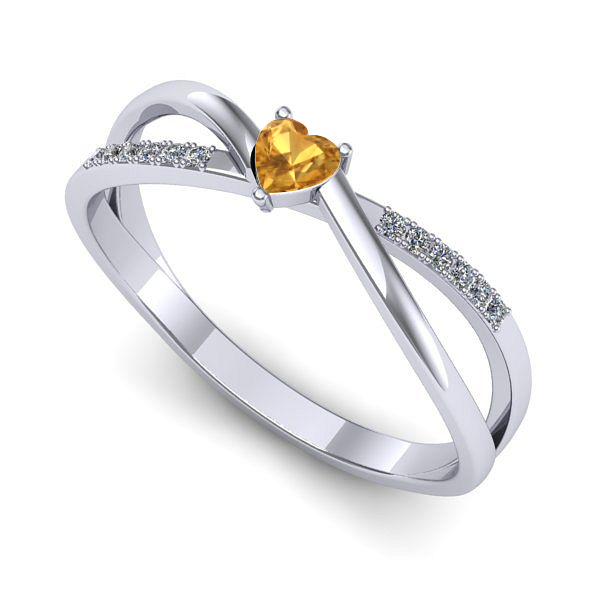 Inel de logodna din aur alb cu citrin