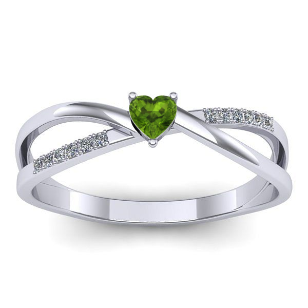Inel de logodna cu peridot inima