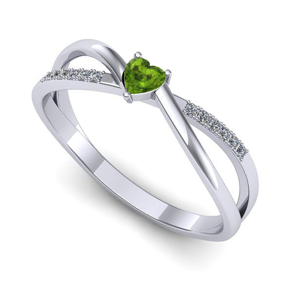 Inel din aur alb cu peridot