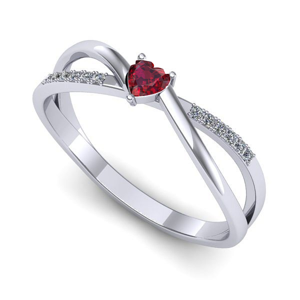 Inel din aur alb cu rubin