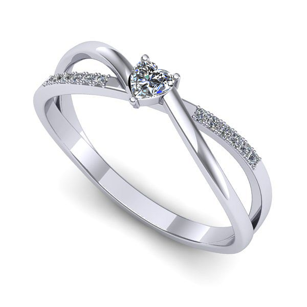 Inel de logodna din aur alb cu safir alb