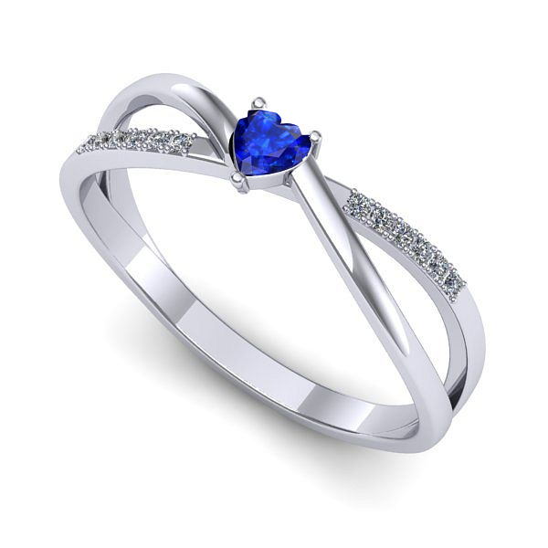 Inel logodna din aur alb cu safir