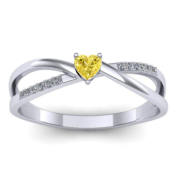 Inel logodna cu safir galben inima