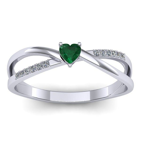 Inel logodna cu smarald inima