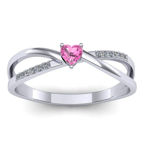 Inel logodna cu safir roz inima
