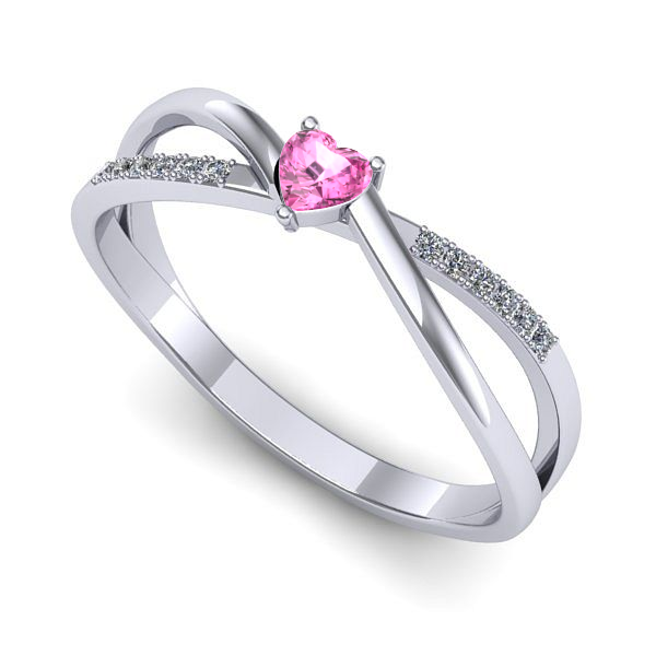 Inel logodna din aur alb cu safir roz