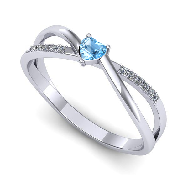 Inel logodna din aur alb cu topaz blue