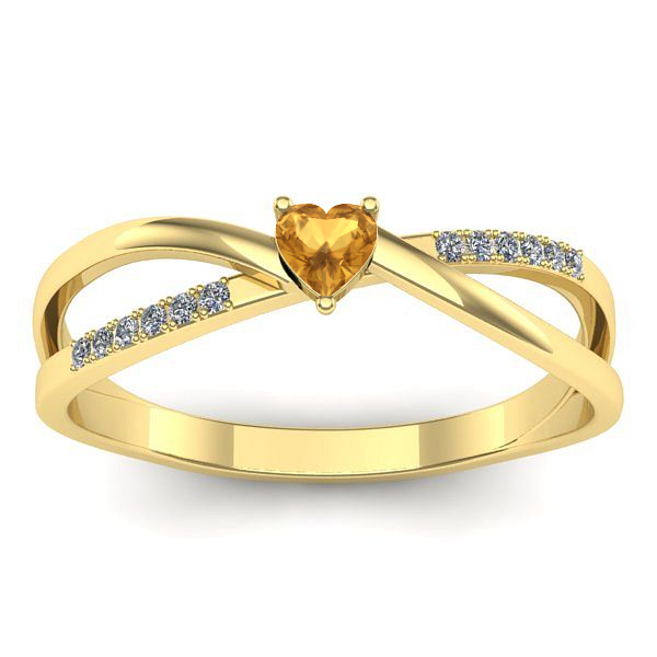 Inel logodna cu citrin inima