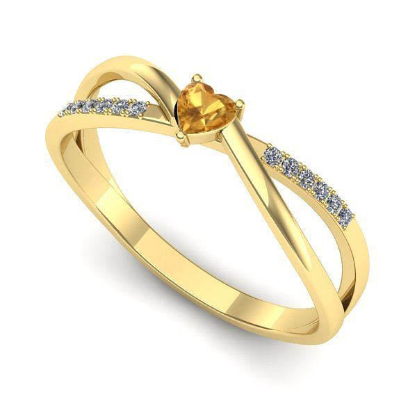 Inel logodna din aur galben cu citrin
