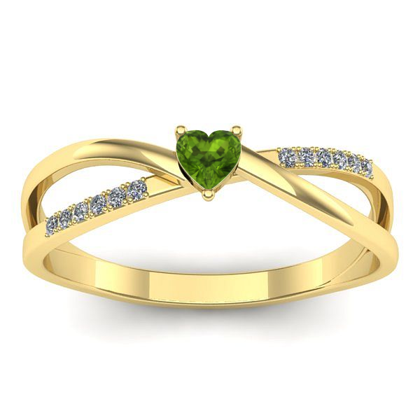 Inel de logodna cu peridot inima