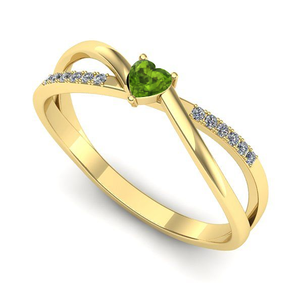 Inel logodna din aur galben cu peridot