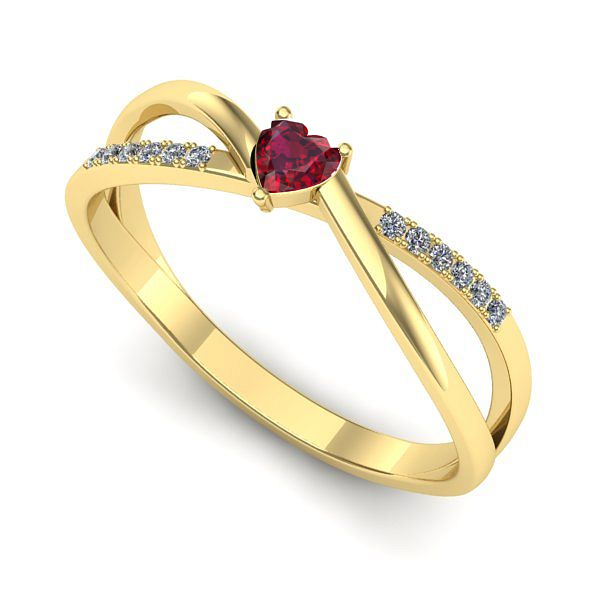 Inel de logodna din aur galben cu rubin