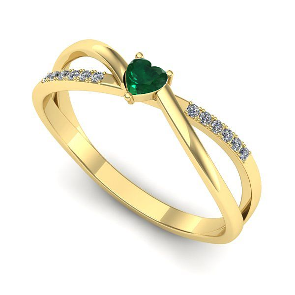 Inel de logodna din aur galben cu smarald